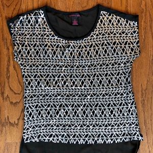Material Girl Black Shirt w/Silver Sequins